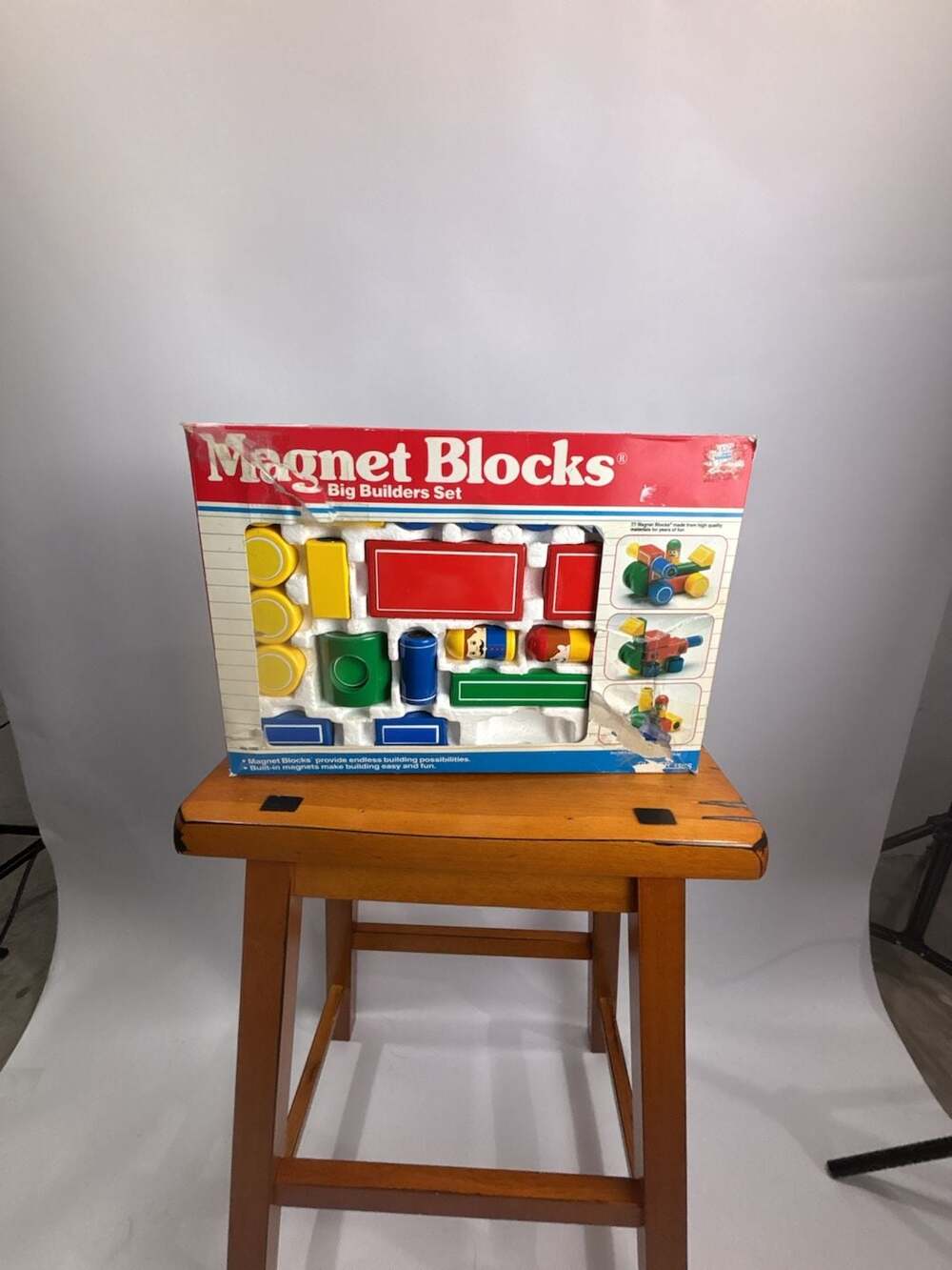 Clover Toys Magnet Blocks Big Builders Set Vintage Wooden Toy